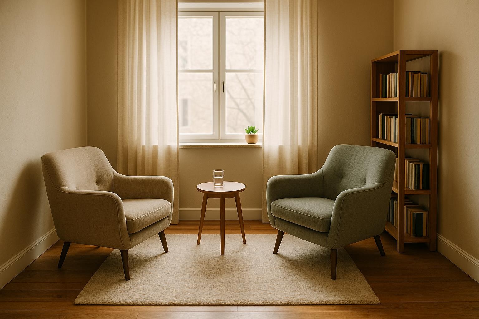 A warm, inviting therapy office